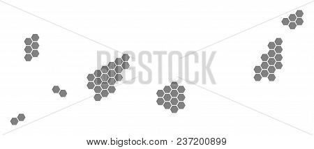 Gray Hexagonal Canarian Spain Islands Map. Vector Geographic Map In Gray Color On A White Background