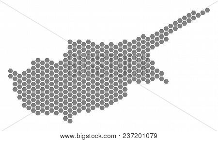 Gray Hexagonal Cyprus Island Map. Vector Geographic Map In Grey Color On A White Background. Vector 