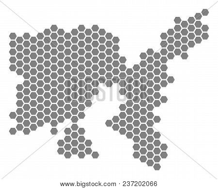 Grey Hexagon Limnos Greek Island Map. Vector Geographic Map In Grey Color On A White Background. Vec