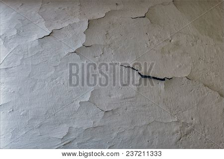 Old White Cracked Wall For Abstract Background