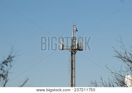 Telecommunications Equipment - Directional Mobile Phone Antenna Dishes. Wireless Communication.