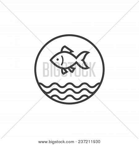 Black And White Fish Icon In The Round Flame