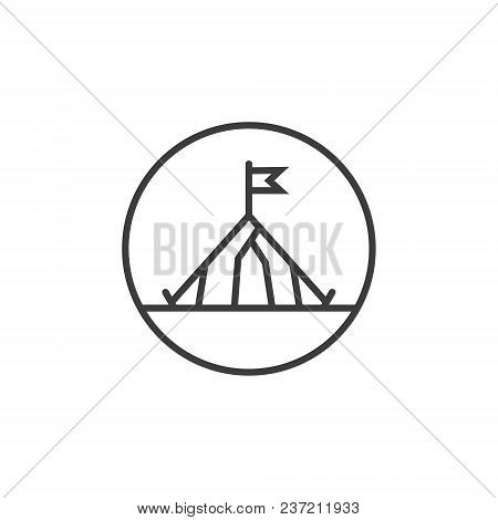Black And White Tent Icon In The Round Frame