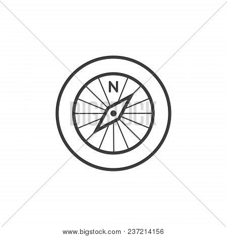 Black And White Compass Icon In The Round Frame
