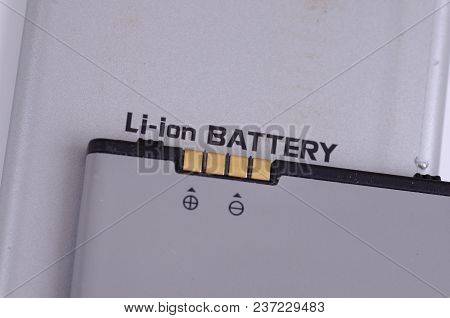 Saransk, Russia - April 20, 2018: Li-ion Battery Close-up.
