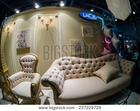 Moscow, Russia - April 13, 2018: Studio Design Inside The Booth Of Lacie Company At Photoforum 2018 
