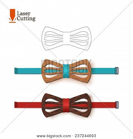 Laser Cut Bow-tie Template. Vector Silhouette For Cutting A Bow Tie On A Lathe Made Of Wood, Metal, 