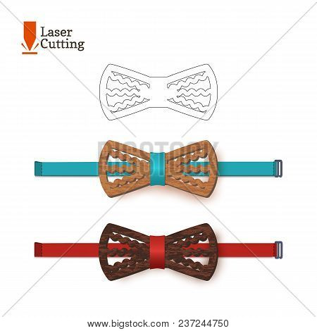 Laser Cut Bow-tie Template. Vector Silhouette For Cutting A Bow Tie On A Lathe Made Of Wood, Metal, 