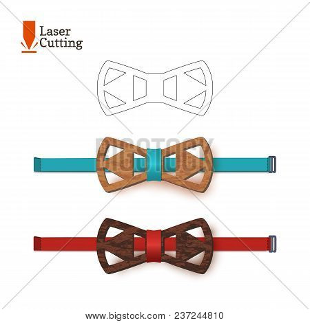 Laser Cut Bow-tie Template. Vector Silhouette For Cutting A Bow Tie On A Lathe Made Of Wood, Metal, 