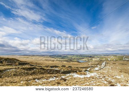 Winding Dry Stone Wall In A West Yorkshire Winter Landscape