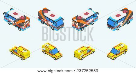 Tourist Transport Car And Buses Isometrics.stock Vector Image Illustration