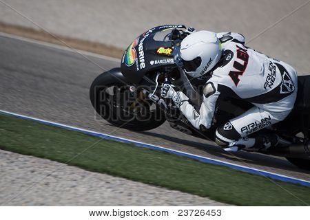 VALENCIA, Spanje - 11 februari: De deelnemer in de Moto2 en de 125cc - Aleix Espargaro - testen op Februa