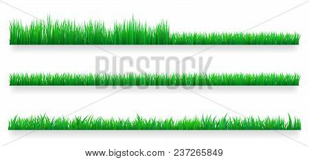 Green Grass Borders Set. Lawn Care Concept. Isolated Vector Illustration