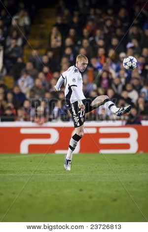 VALENCIA, Spanien - 15. februar - Mathieu i UEFA Champions League mellem Valencia C.F. vs Schalk