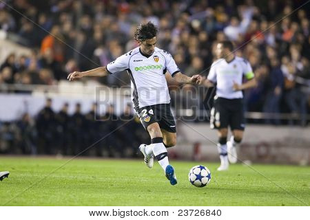 VALENCIA, Spanien - 15. februar - Tino Costa i UEFA Champions League mellem Valencia C.F. vs Sch