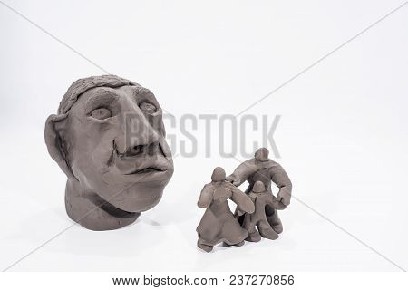 Human Face Made From Play Clay.