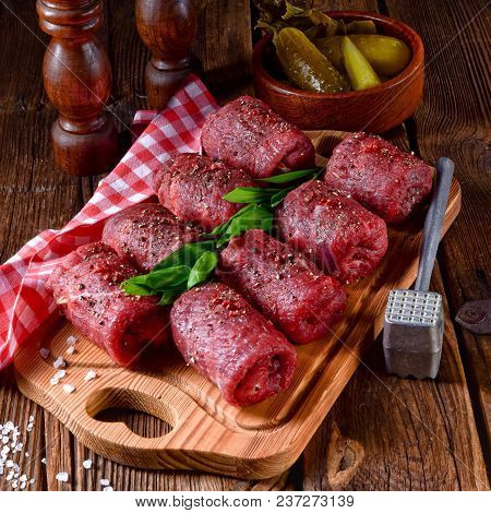 A Tasty And Fresh Raw Beef Roulades