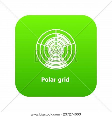 Polar Grid Icon Green Vector Isolated On White Background