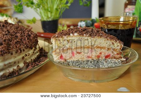 Pezzo di torta con ripieno