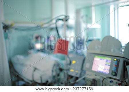 Human Silhouette Lying In The Hospital Bed And Covered With White Planket In The Digital Life Suppor