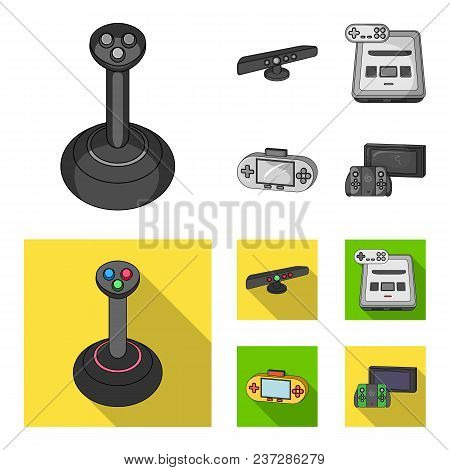 Game And Tv Set-top Box Monochrome, Flat Icons In Set Collection For Design.game Gadgets Vector Symb