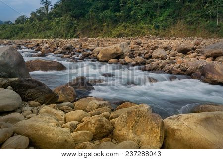 River Bed Of Joldhaka River, Jhalong - Dooars , North Bengal - West Bengal, India