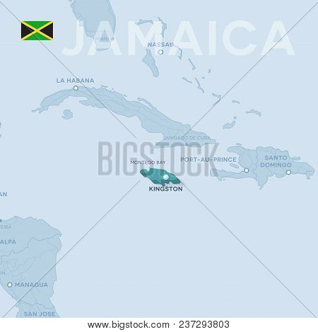 3d Verctor Map Of Cities And Roads In North America. Jamaica And Its Neighbors.