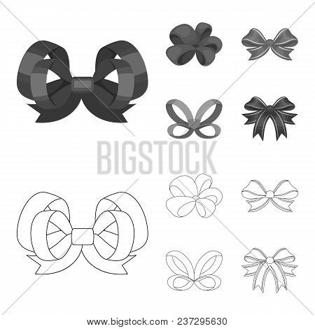 Ornamentals, Frippery, Finery And Other  Icon In Outline, Monochrome Style.bow, Ribbon, Decoration, 