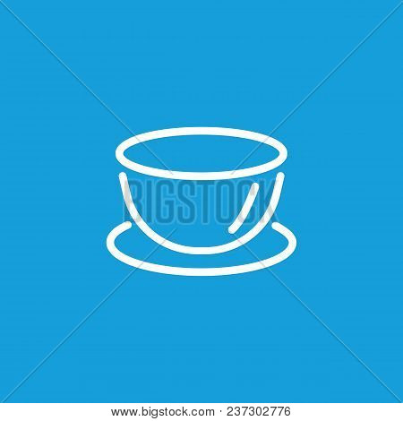 Line Icon Of Bowl On Plate. Breakfast, Meal, Piala. Food Concept. Can Be Used For Topics Like Dishwa