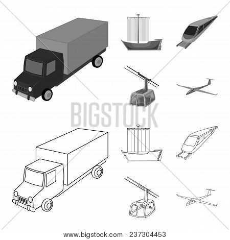 The Truck, The Boat, The Subway, The Funicular Modes Of Transport. Transport Set Collection Icons In