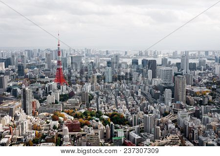 Panoramic View Of Tokyo  From Roppongi Mori Tower Rooftop Observatory