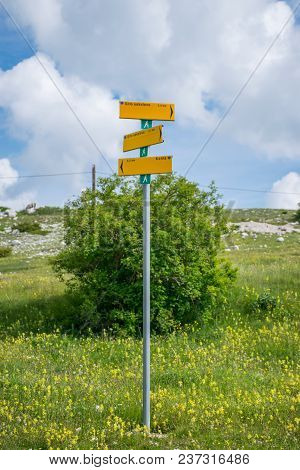 A Yellow Pointer Indicates The Direction Of The Routes.