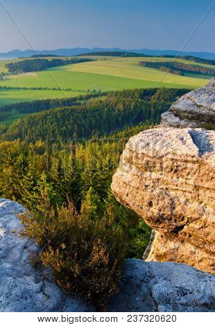 View From Ostas Hill In Northern Bohemia, Czech Republic, Europe