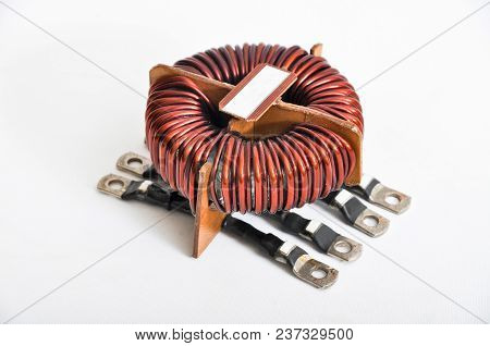 Transformer copper coil isolated on a white background
