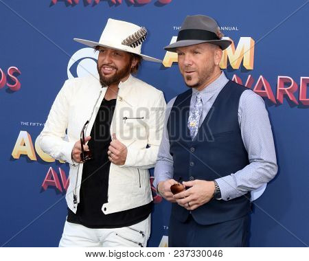 LAS VEGAS - APR 15:  Preston Brust, Chris Lucas, LOCASH at the Academy of Country Music Awards 2018 at MGM Grand Garden Arena on April 15, 2018 in Las Vegas, NV