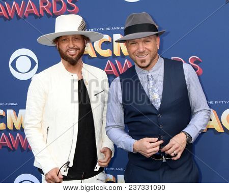 LAS VEGAS - APR 15:  Preston Brust, Chris Lucas, LOCASH at the Academy of Country Music Awards 2018 at MGM Grand Garden Arena on April 15, 2018 in Las Vegas, NV