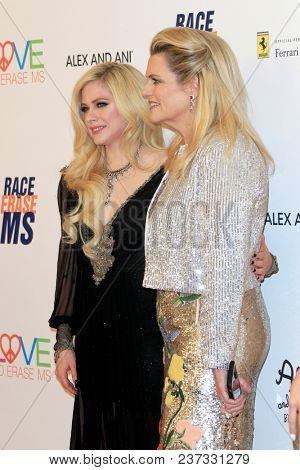 LOS ANGELES - APR 20:  Avril Lavigne, Nancy Davis at the 25th Annual Race To Erase MS Gala on the Beverly Hilton Hotel on April 20, 2018 in Beverly Hills, CA