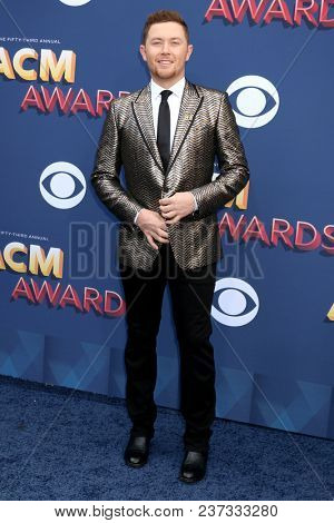 LAS VEGAS - APR 15:  Scotty McCreery at the Academy of Country Music Awards 2018 at MGM Grand Garden Arena on April 15, 2018 in Las Vegas, NV