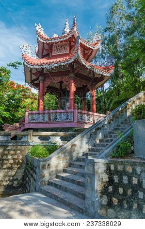 Gazebo With A Bell In A Buddhist Style, On The Territory Of The Active Pagoda Long Shon, Nha Trang, 