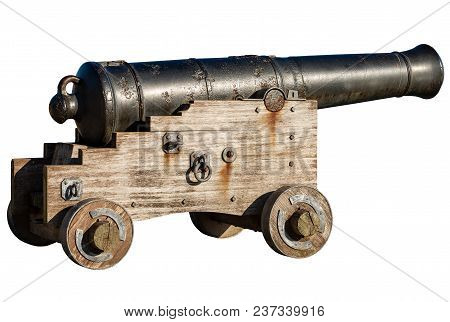 Ancient Naval Cannon (1819) Isolated On White Background. La Spezia - Liguria - Italy - Europe