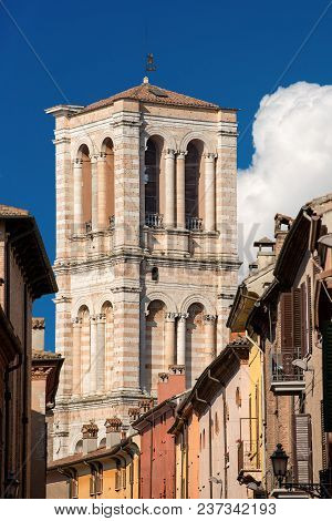 Bell Tower Of The St. George Cathedral (cattedrale Di San Giorgio - 1135) In Renaissance Style. City