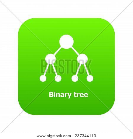 Binnary Tree Icon Green Vector Isolated On White Background