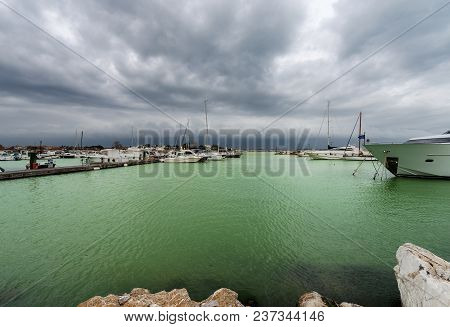 The Port Of Bocca Di Magra, Located Between The Sea And The Mouth Of The River Magra, Gulf Of La Spe