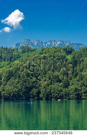 Lago Di Levico (lake Of Levico Terme) In Valsugana, Trentino Alto Adige, Northern Italy, Europe