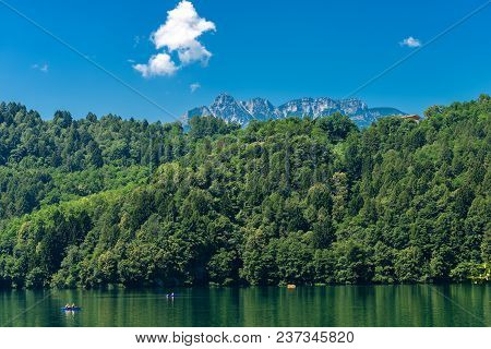 Lago Di Levico (lake Of Levico Terme) In Valsugana, Trentino Alto Adige, Northern Italy, Europe