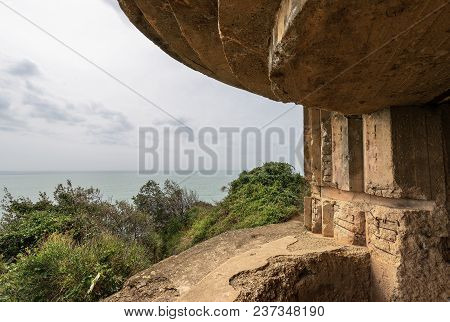 Ancient Bunker Of The Second World War (wwii) In The Gulf Of La Spezia (punta Bianca), Liguria, Ital