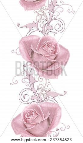Seamless Pattern. Decorative Decoration, Paisley Element, Delicate Textured Silver Leaves Made Of Th