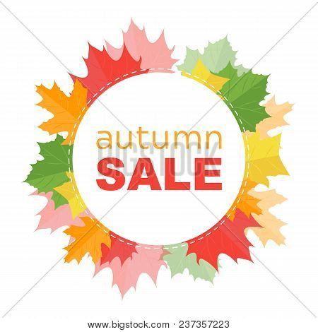 Vector Illustration. Autumn Sale Banner With Autumn Leafs