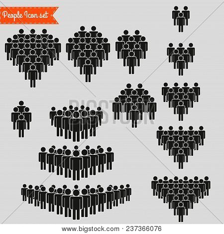 People Icon Set In Trendy Flat Style Isolated On Background. Crowd Signs. Persons Symbol For Your In