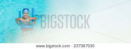 Child in Swimming pool with transition